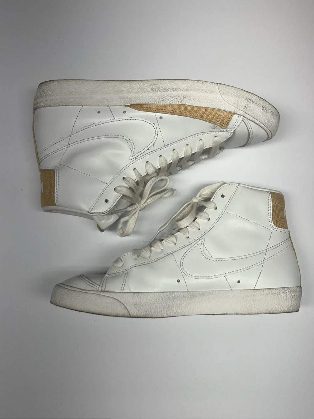 Nike Women’s White High-Top Sneakers with Tan Panels